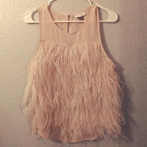 Chelsea28 Olivia Palermo Ostrich Feather Top